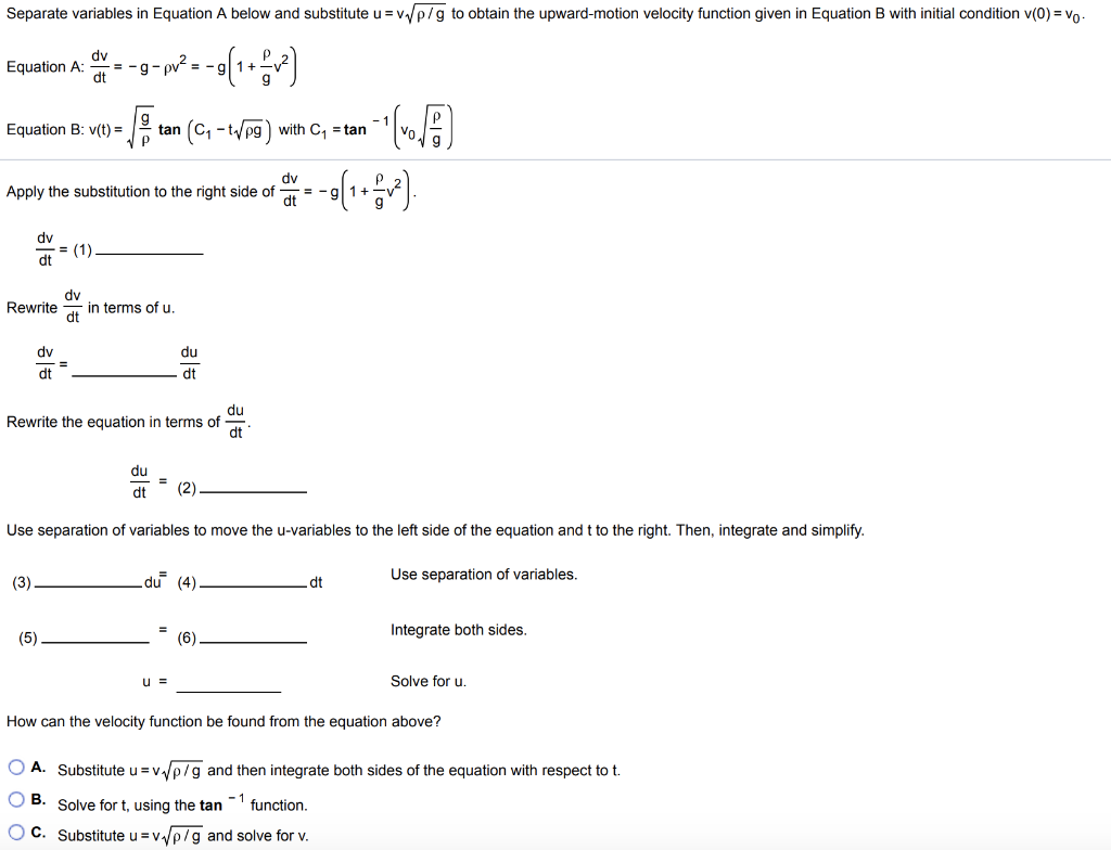 Solved Separate Variables In Equation A Below And Substitute Chegg Com