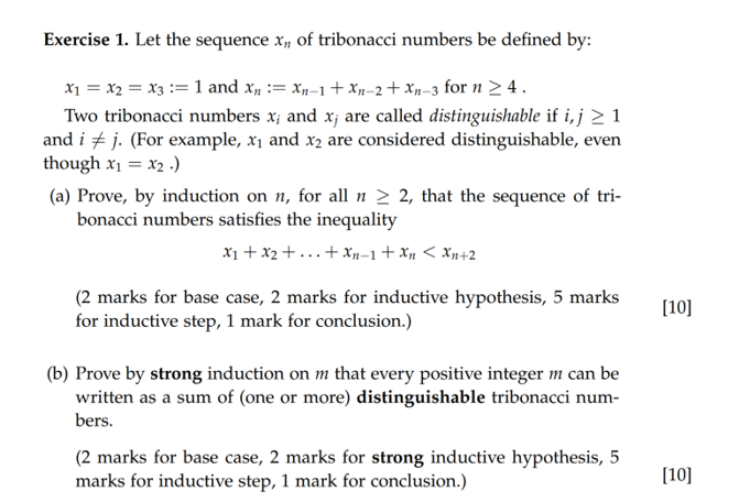 Solved Exercise 1. Let the sequence xn of tribonacci numbers | Chegg.com