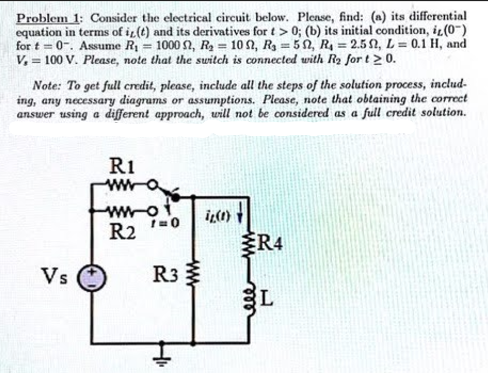 Solved Problem 1: Consider The Electrical Circuit Below. | Chegg.com