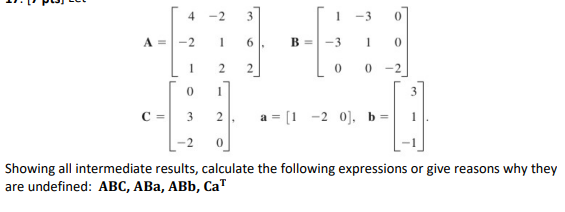 Solved 4 -2 3 -3 --2 1 6 = -3 1 0 1 2 2 0 0 3 3 0-2 1 2 a = | Chegg.com
