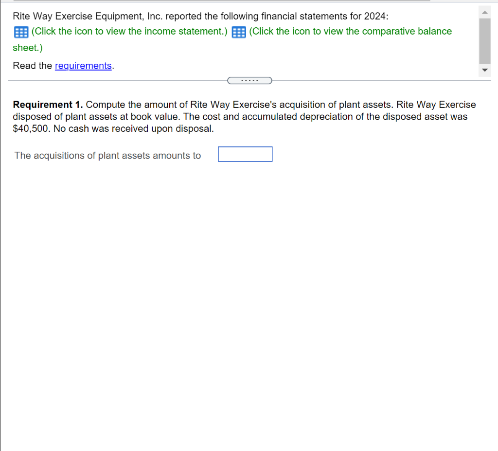 Solved Rite Way Exercise Equipment, Inc. reported the