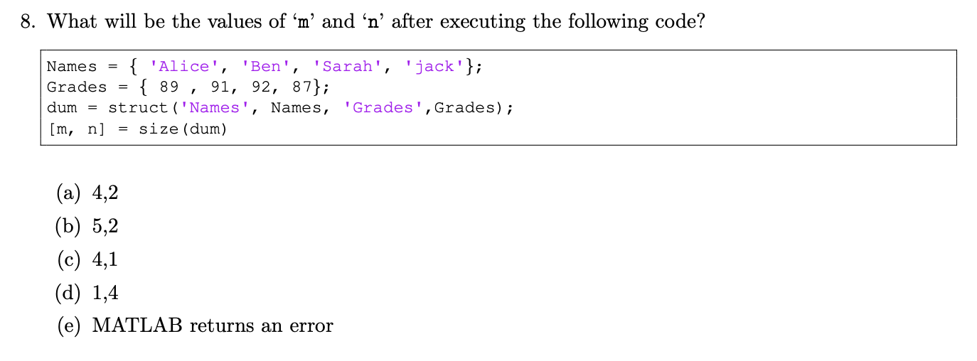 Solved (Matlab) For number 11, How can you tell the answer | Chegg.com