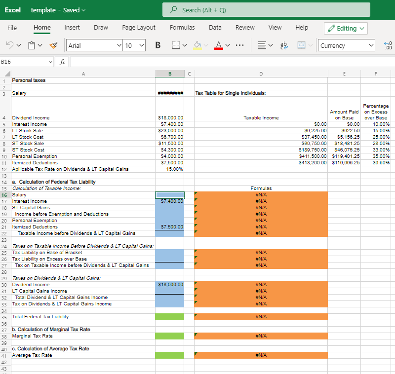 Solved Excel template - Saved Search (Alt + Q) File Home | Chegg.com