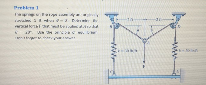 Solved 2 ft- Problem 1 The springs on the rope assembly are | Chegg.com