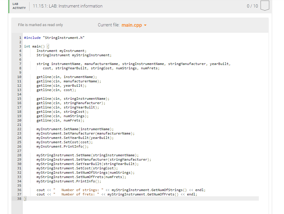 Solved Given main() and the Instrument class, define a