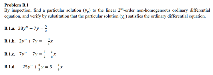 Solved Problem B.1 By Inspection, Find A Particular Solution | Chegg.com