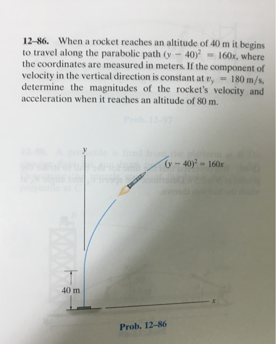 Solved 12-86. When a rocket reaches an altitude of 40 m it | Chegg.com