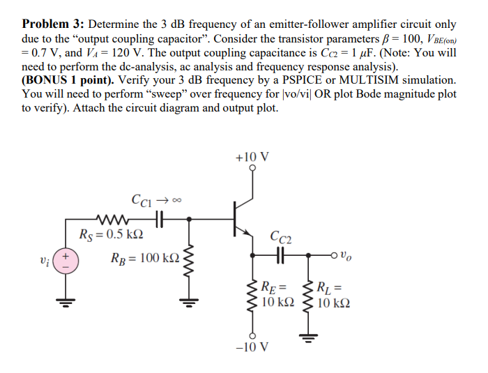 Problem 3: Determine the 3 dB frequency of an | Chegg.com