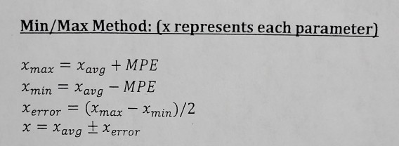 Min/Max Method: (x represents each parameter) Xmax = | Chegg.com