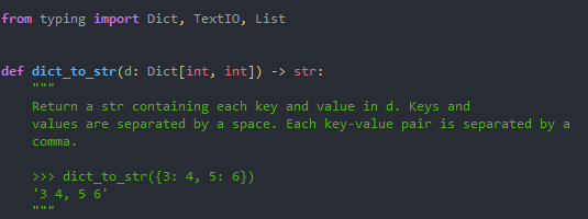 Solved from typing import Dict, Texto, List def | Chegg.com