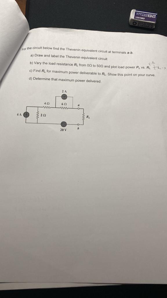 Solved For the circuit below find the thevenin equivalent | Chegg.com