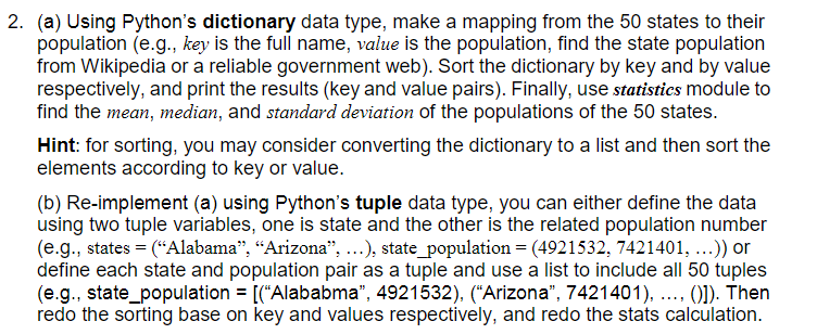 Solved 2. (a) Using Python's dictionary data type, make a | Chegg.com