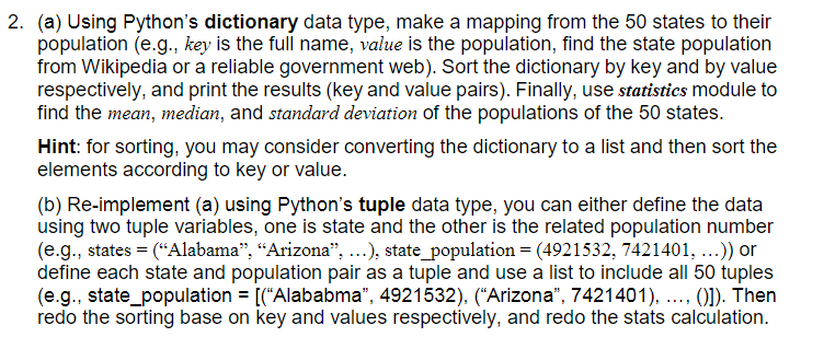 Solved 2. (a) Using Python's Dictionary Data Type, Make A | Chegg.com