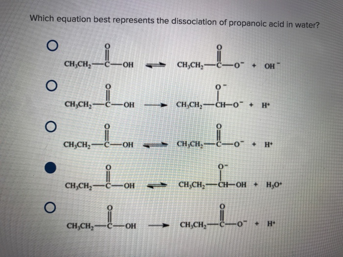 Solved Which Equation Best Represents The Dissociation Of 7086