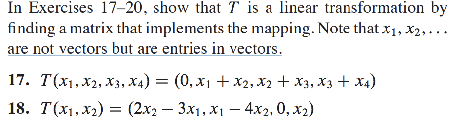 Solved In Exercises 17–20, show that T is a linear | Chegg.com