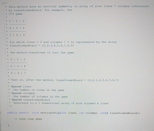 Solved This method does an vertical symmetry on array of | Chegg.com