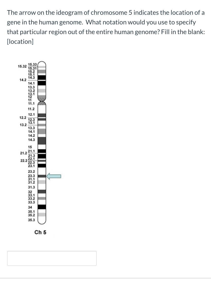 Solved The arrow on the ideogram of chromosome 5 indicates