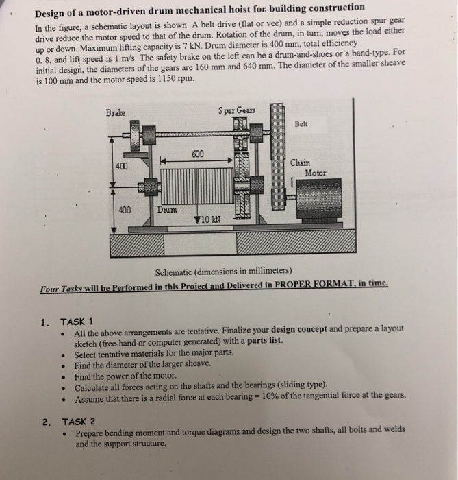 Design of a motordriven drum mechanical hoist for