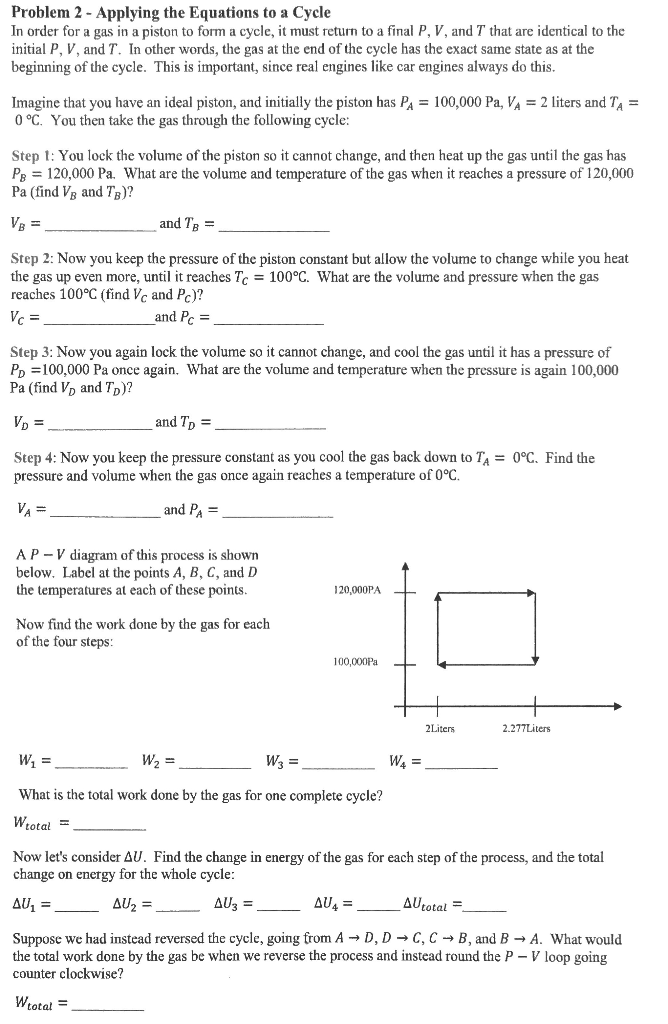 Solved Problem 2 - Applying the Equations to a Cycle In | Chegg.com