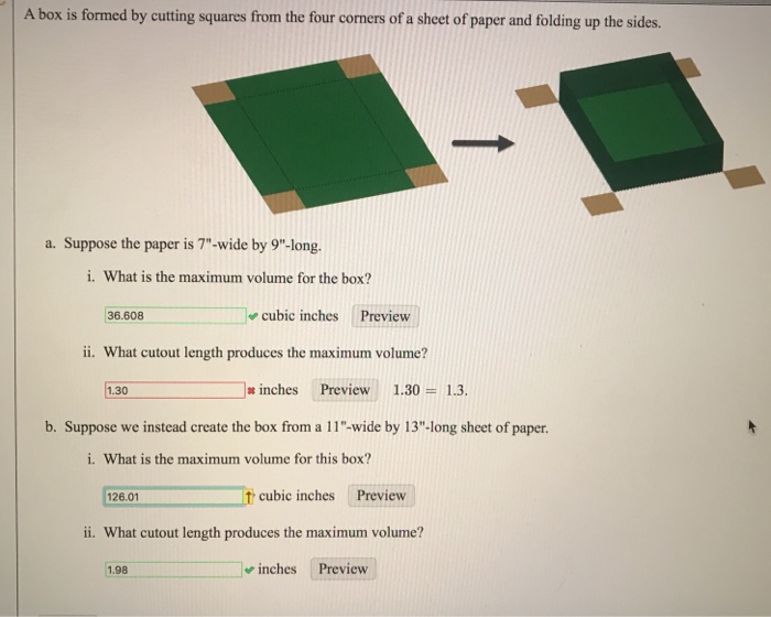 Solved A box is formed by cutting squares from the four
