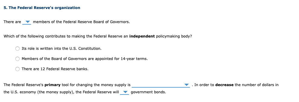 there are 5 members of the federal reserve board of governors