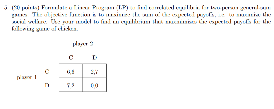 Solved 5. (20 points) Formulate a Linear Program (LP) to | Chegg.com