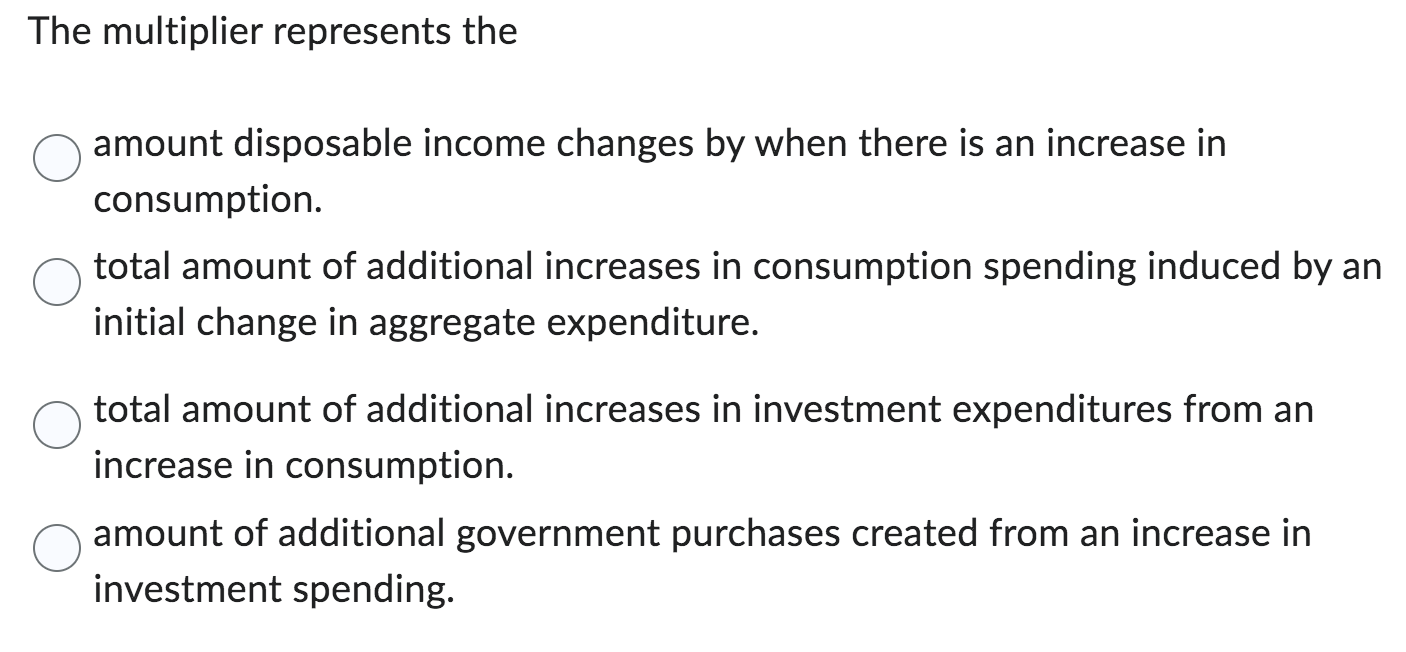 Solved The multiplier represents the amount disposable