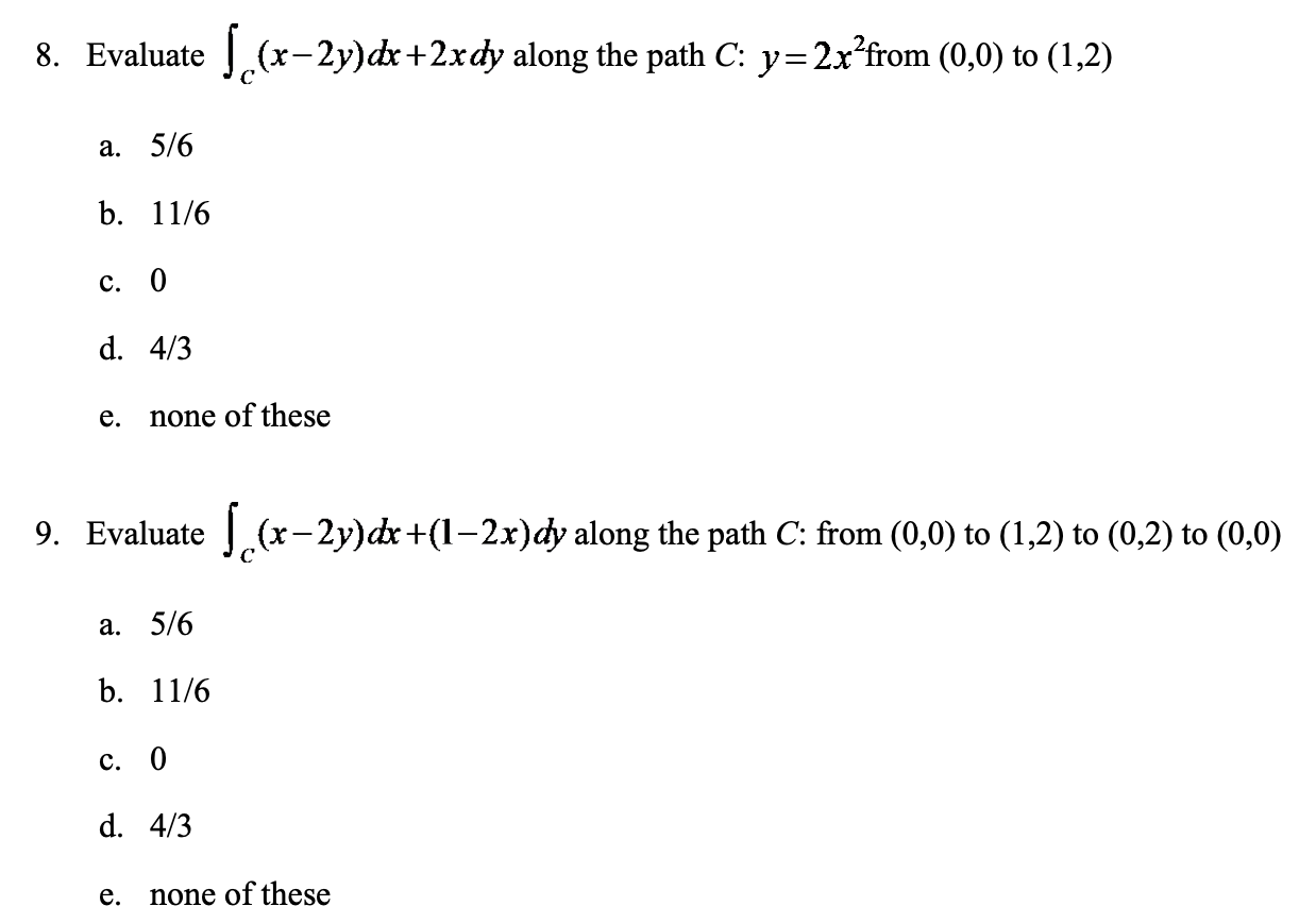 Solved 8. Evaluate [(x-2y)dx +2xdy Along The Path C: | Chegg.com