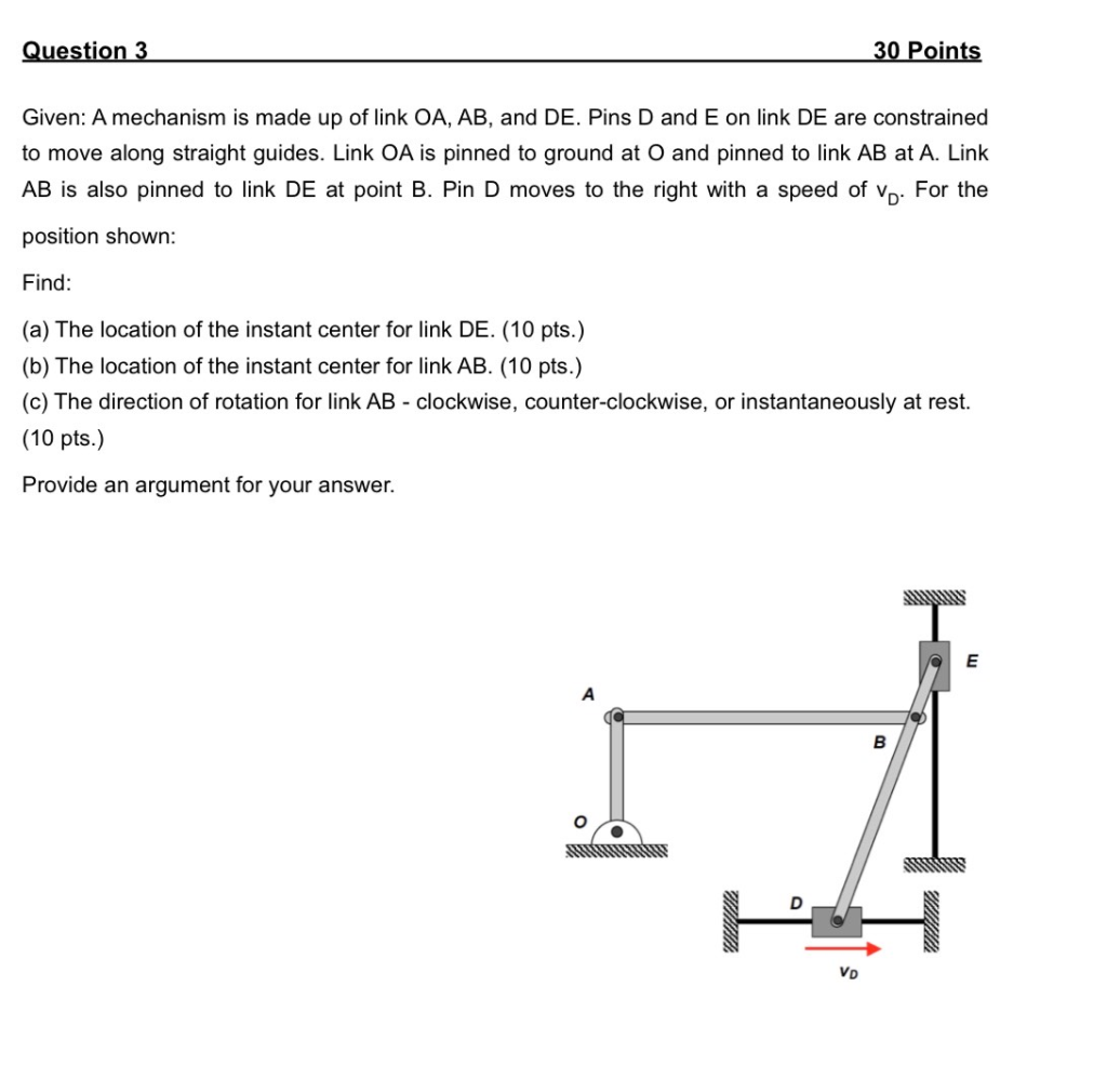 Solved Question 3 30 Points Given: A mechanism is made up of | Chegg.com