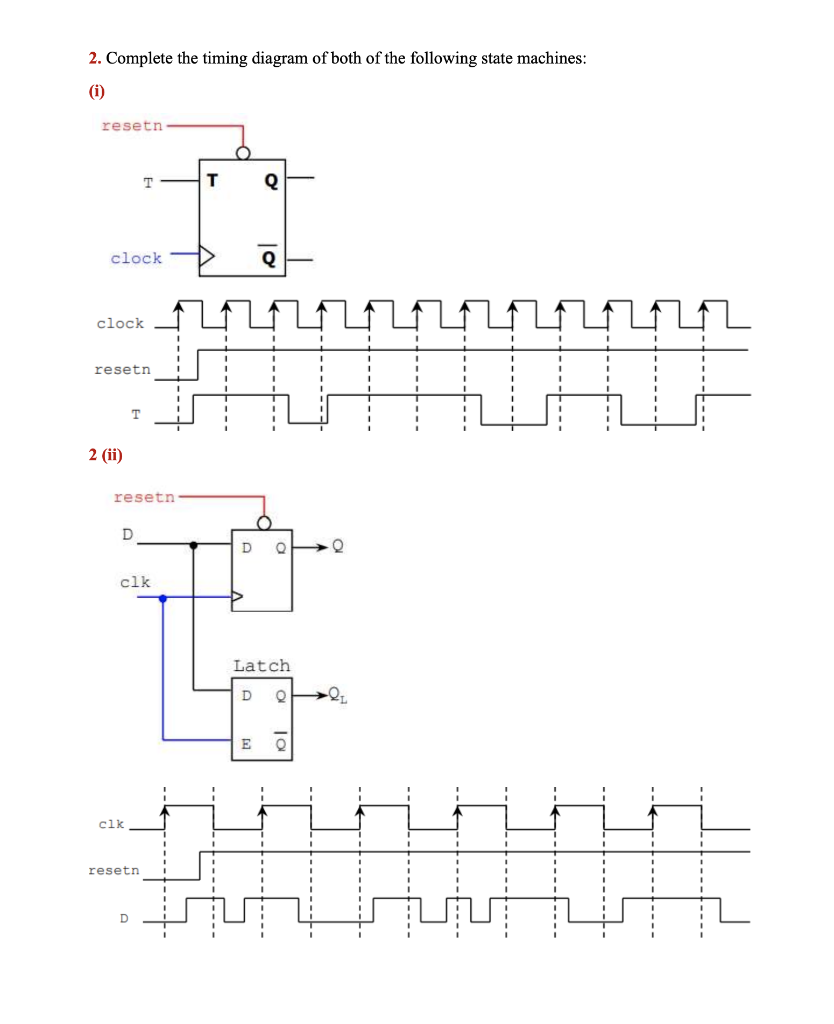 Solved 2. Complete the timing diagram of both of the | Chegg.com
