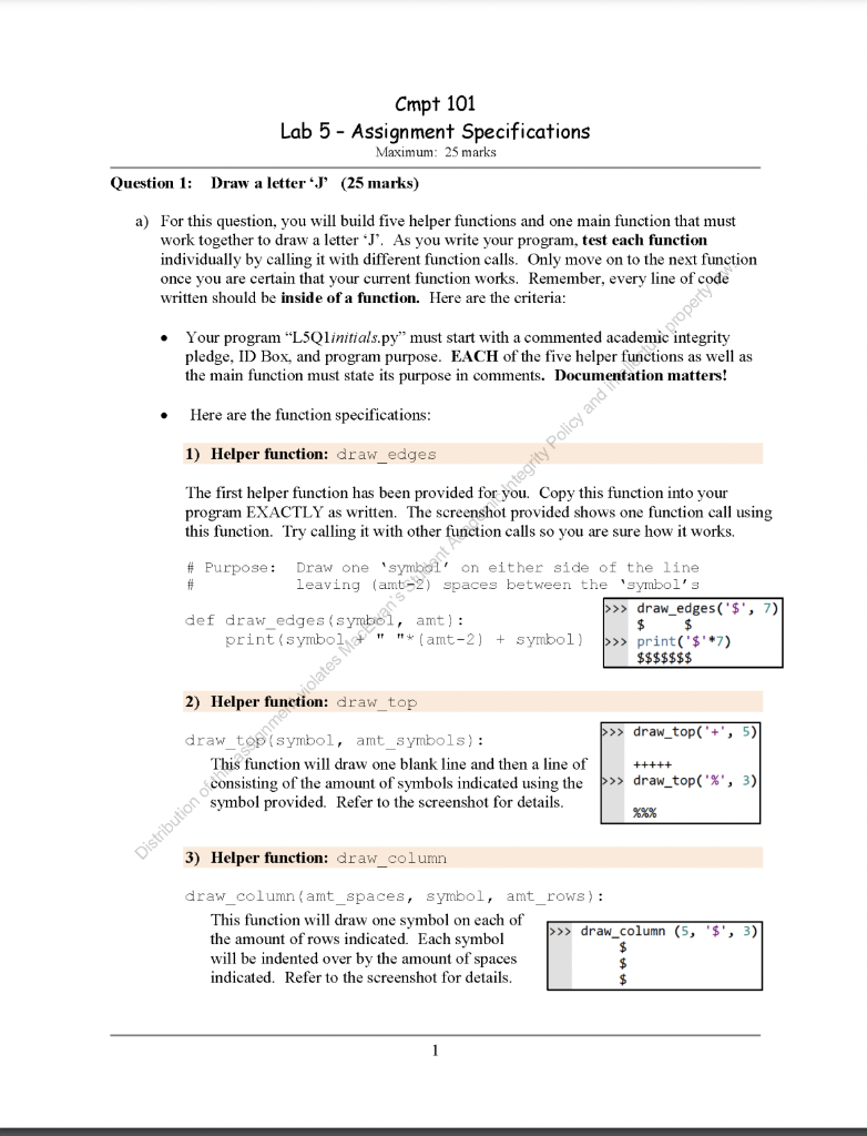 Solved Cmpt 101 Lab 5 - Assignment Specifications Maximum: | Chegg.com