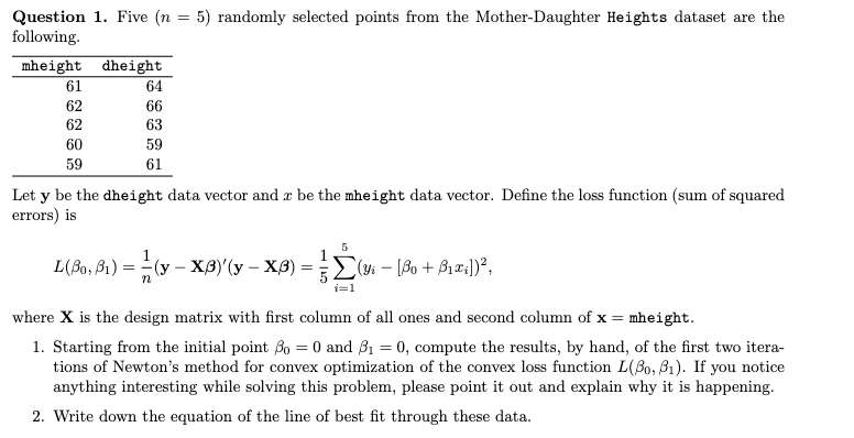 Solved Question 1. Five (n=5) randomly selected points from | Chegg.com