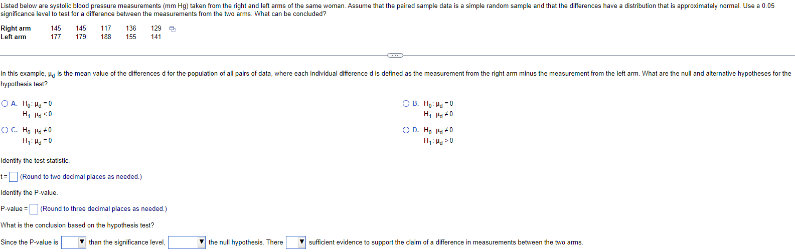 Solved significance level to test for a difference between | Chegg.com