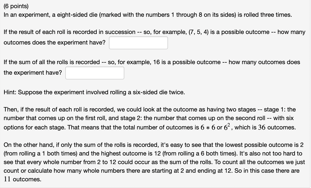 Solved (6 Points) In An Experiment, A Eight-sided Die | Chegg.com