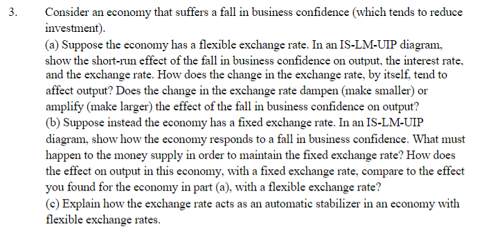 Solved 3 Consider An Economy That Suffers A Fall In Chegg
