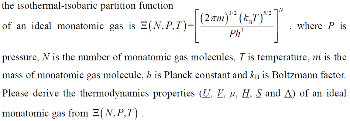 Solved The Isothermal-isobaric Partition Function Of An | Chegg.com