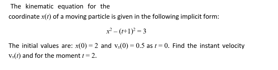 Solved The kinematic equation for the coordinate x(t) of a | Chegg.com