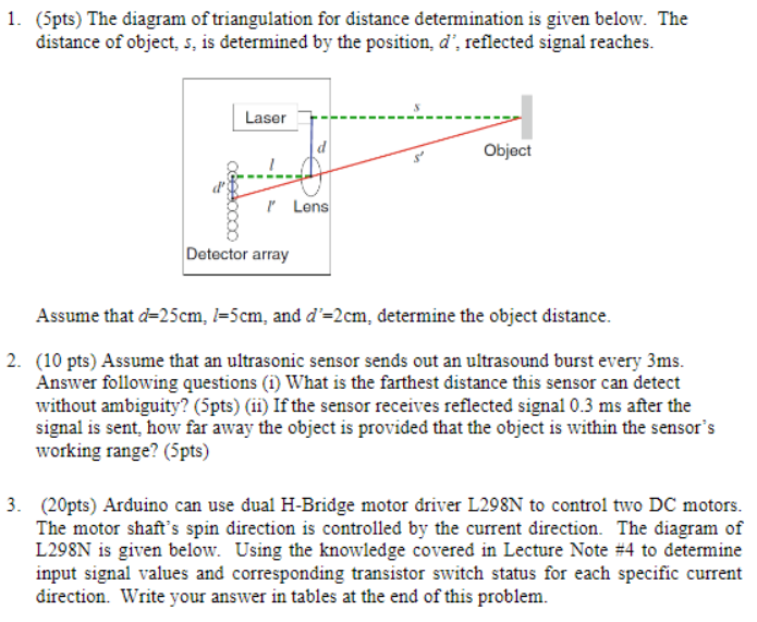 Solved (5pts) The diagram of triangulation for distance | Chegg.com