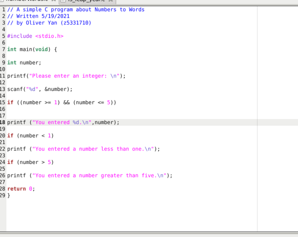 Solved 1 // A simple C program about Numbers to Words 2 // | Chegg.com