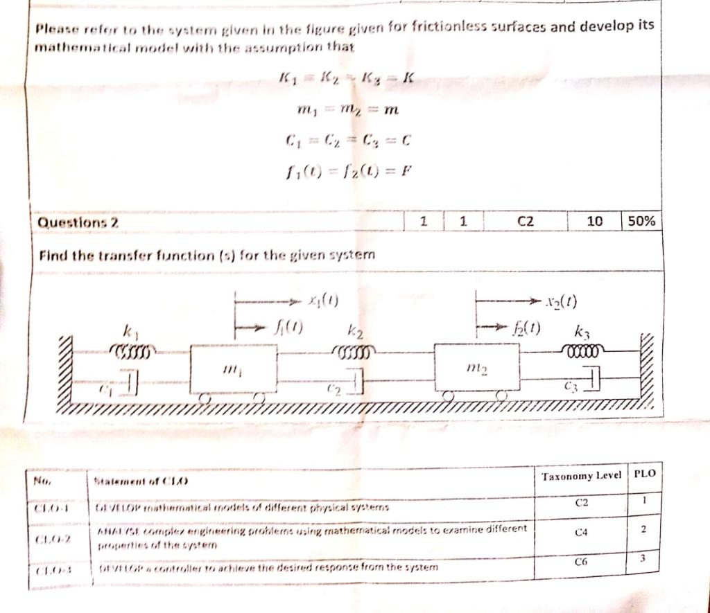 Solved Please refer to the system given in the figure given | Chegg.com