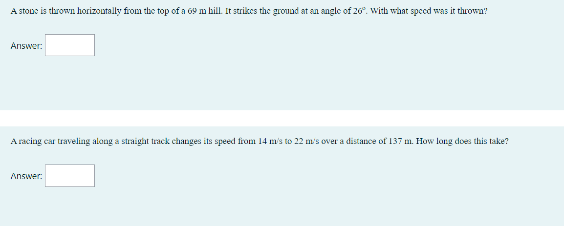 Solved A stone is thrown horizontally from the top of a 69 m | Chegg.com