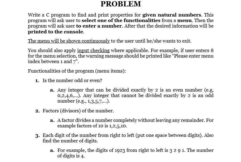 Solved PROBLEM Write a C program to find and print | Chegg.com