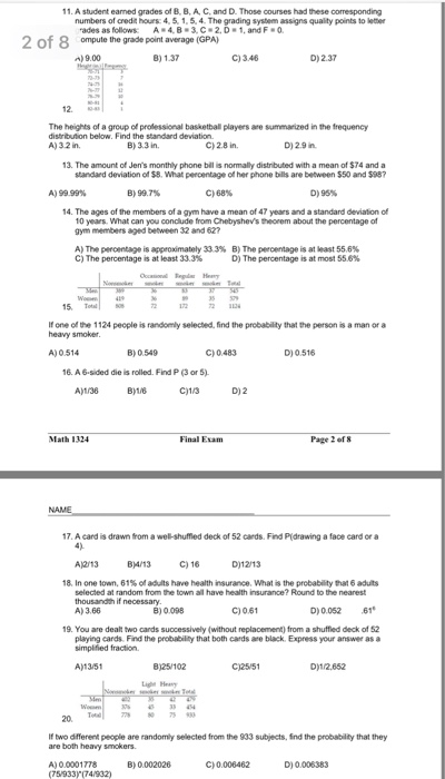 Solved A Student Earned Grades Of B, B, A, C And D. Those | Chegg.com