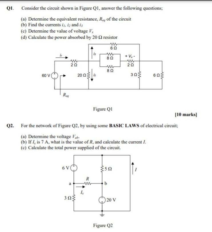 Solved Q1. Consider the circuit shown in Figure Q1, answer | Chegg.com