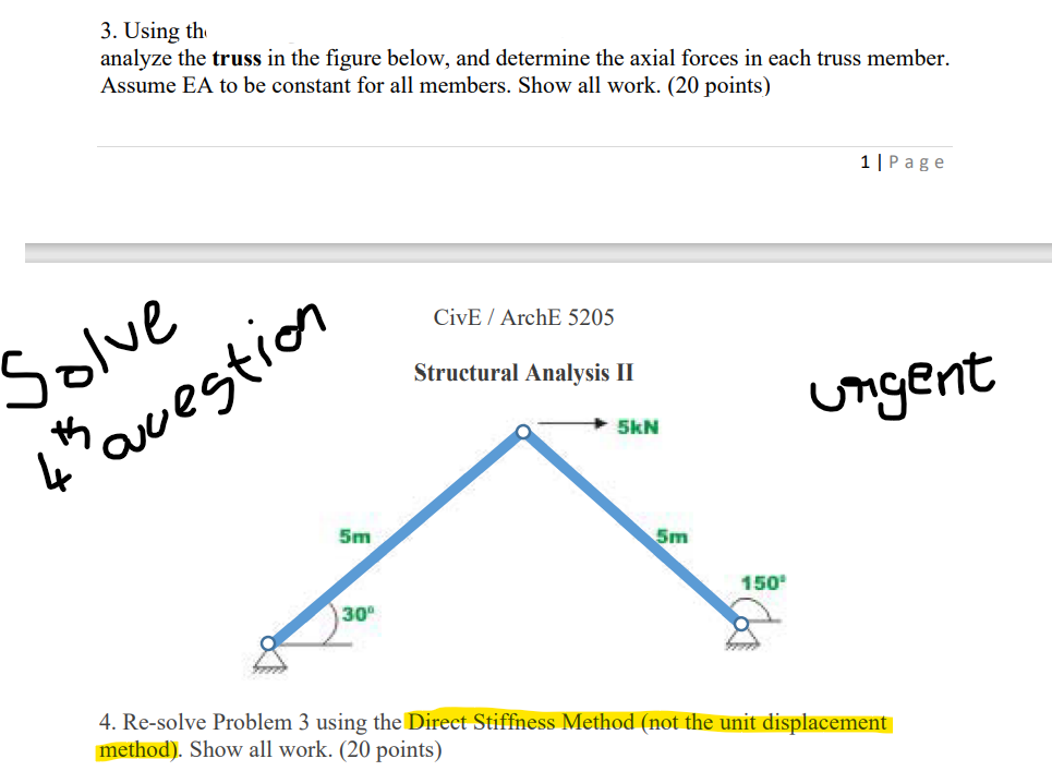 Solved 3. Using Th Analyze The Truss In The Figure Below, | Chegg.com