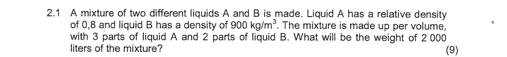 Solved 1 A mixture of two different liquids A and B is made. | Chegg.com