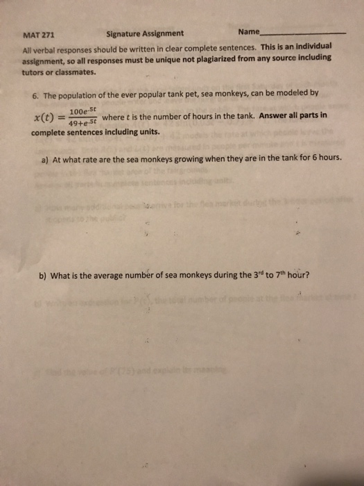 Solved MAT 271 Signature Assignment Name All verbal | Chegg.com