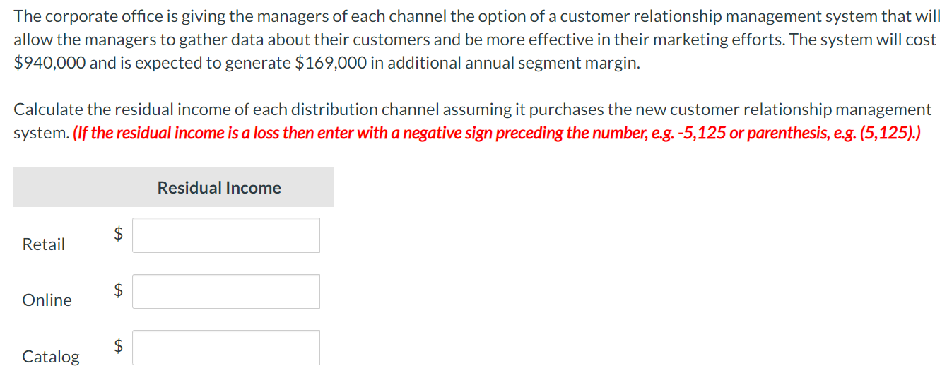 Solved Cullumber Decor sells home decor items through three