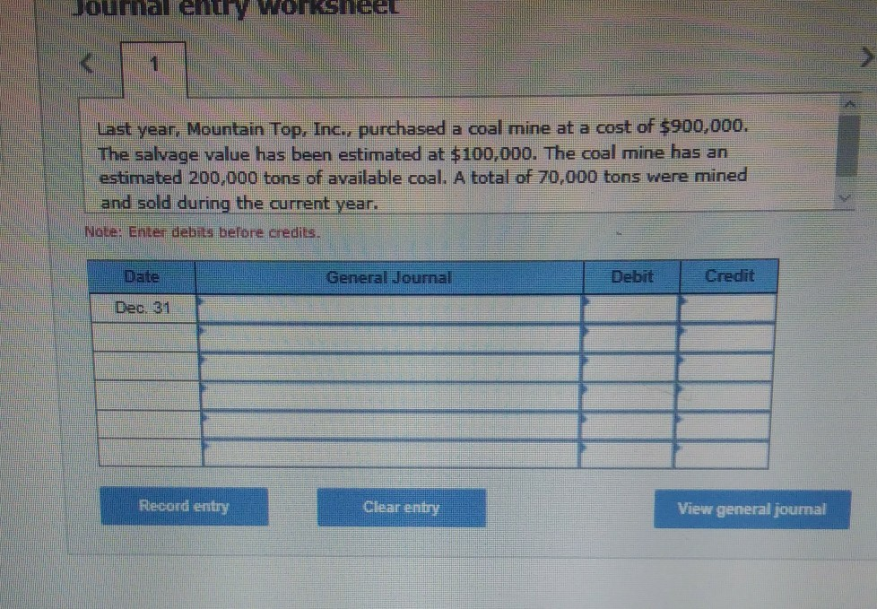 Solved joumal entry worksheet Last year, Mountain Top, Inc.,