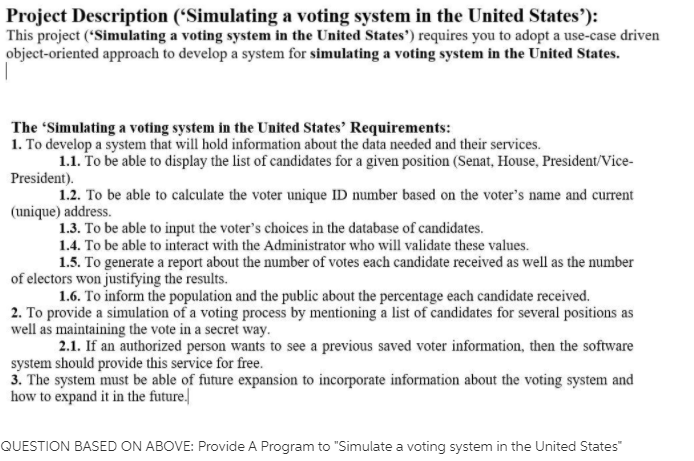 Project Description (Simulating a voting system in | Chegg.com